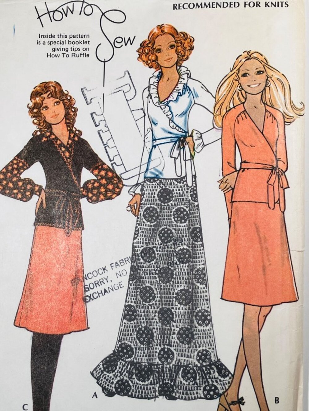 70s Vintage McCalls 3019 Sz 10 Boho Ruffled Wrap Blouse Maxi Skirt Pattern CC